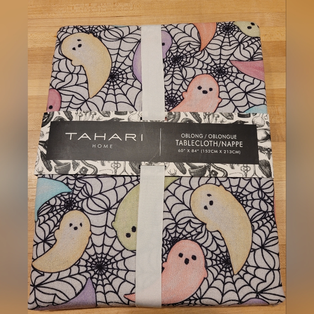 Tahari Colorful Halloween Ghost Oblong Tablecloth